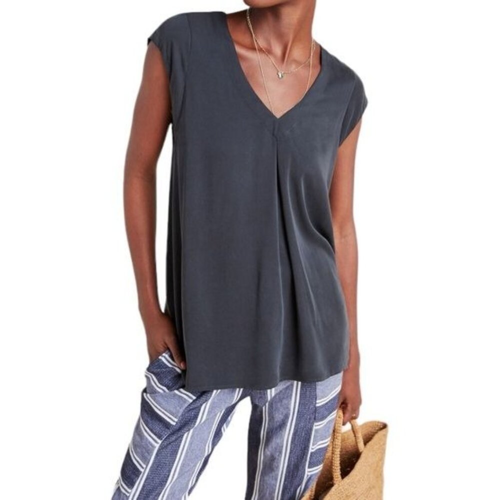 Anthropologie Maeve Ally Cupro Tunic in Black Size Medium EUC